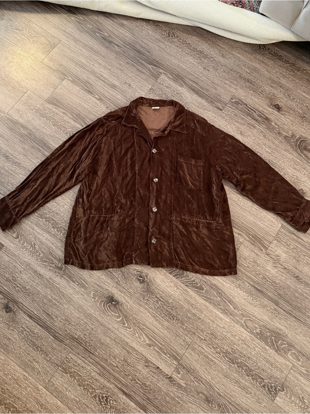 CP Shades Oversized Brown Velour Button Up